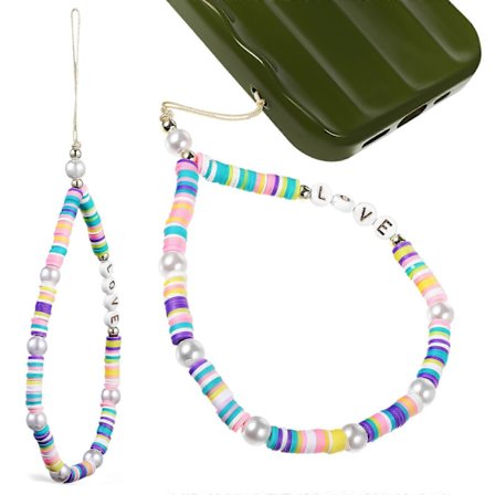 2 stk. Mobiltelefon Snore LOVE Bogstav Boheme Perlebesat Telefon Charm Rem Dekoration til Telefontaske