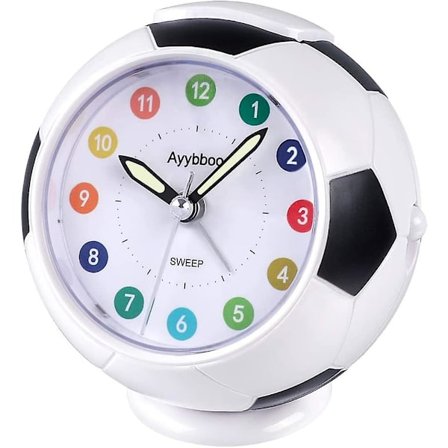 Barnealarmklokke Analog Gutt Jente Alarmklokke Batteridrevet Alarm Fotballform Stille Ikke-tikkende Lysende Snooze Stigende Lyd Alarm Sengeside