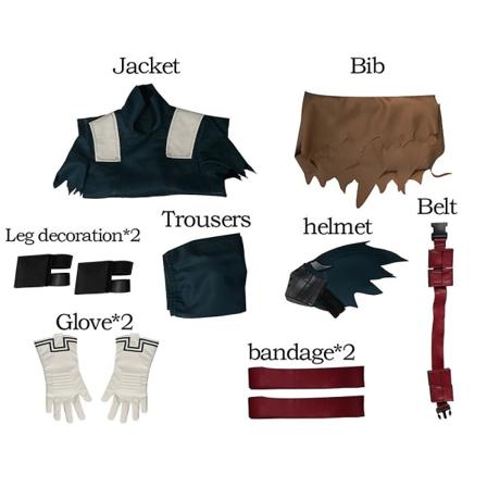 2023 Anime My Hero Cosplay Academia Midoriya Izuku Cosplay Costume Parykk Voksen Herre Bukser Frakk Belte Parykk Drakter Halloween-kostyme bag only XL