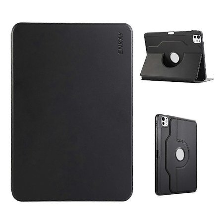 Stativfodral för iPad Pro 11 (2024) TPU+PU Auto Wake/Sleep 360 Graders Rotation Tablet Cover - Svart