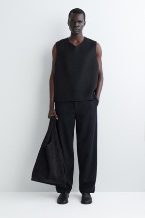 COS Homme Pantalon Fuselé En Laine Fendue in Bleu