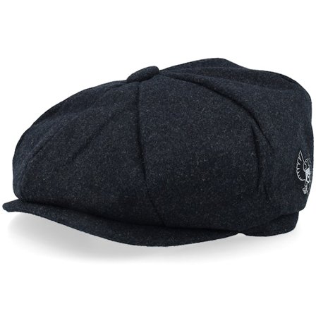 Bearded Man - Schwarz Flatcap Cap - Bm Eagle Sunset Charcoal Wool Baker Boy Flat Cap @ Hatstore