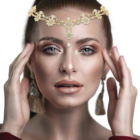 (Guld)Hovedkæde Smykker Hovedbeklædning Rhinestone Hoved Smykker Bryllup Hovedbånd Kæde Hovedbeklædning Bohemian Stil Rhinestone Hovedbånd Diamant 