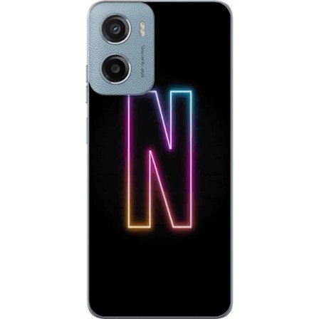 Kompatibel Mobilcover til Motorola Motorola Moto G05 Minimalistisk neonbogstav N i farveskiftende lys mod sort baggrund