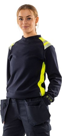 Fristads Dam Flamestat långärmad T-shirt 7358 TFL, dam, Marinblå/Neongul