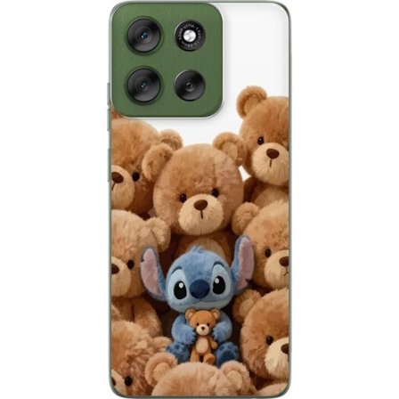 Kompatibel Mobilcover til Motorola Motorola Moto G56 Sød og sikker illustration med Stitch omgivet af bamser, der skaber en varm og legende følelse