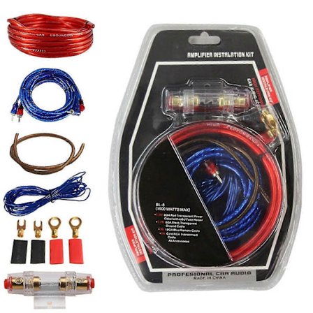 Bil Ljudkabel Kit 1500W Förstärkare Installation RCA Subwoofer Sub Kabeldragning 8 Gauge cs