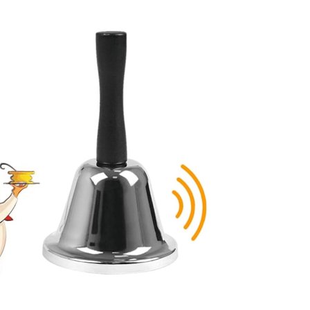 Håndklokke i rustfrit stål, lille håndklokke opmærksomhed skoleklokke metal høj lyd håndklokke, håndholdt klokke håndklokker ring til disken 