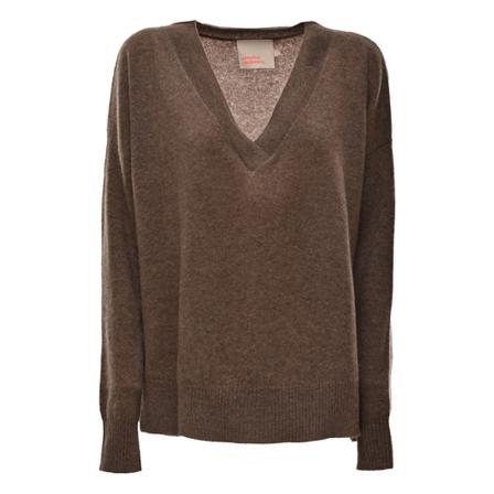 Absolut Cashmere V-neck Strik Brun, Dame Striktrøjer