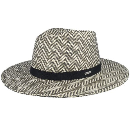 Brixton - Beige straw Hatt - Carolina Packable Black/Natural Straw Hat @ Hatstore