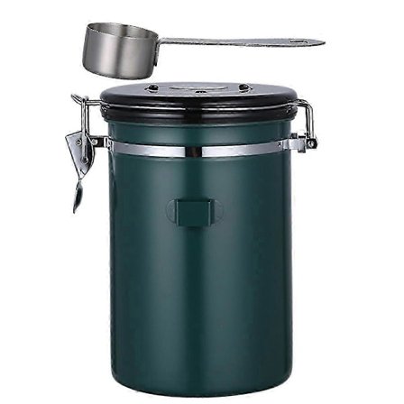 Lufttæt Kaffebeholder med Datomarkering, 1.5L Bronze Rustfrit Stål Vakuumforseglet Krukke til Opbevaring af Malede Kaffebønner