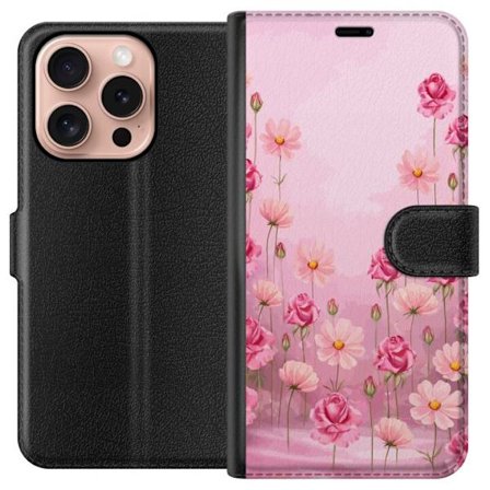 Kompatibel Tegnebogsetui til Apple iPhone 16 Pro Petal Reverie Soft Blush