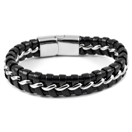 Bracelet en cuir flèche argentée pour hommes - Bracelets tressés
