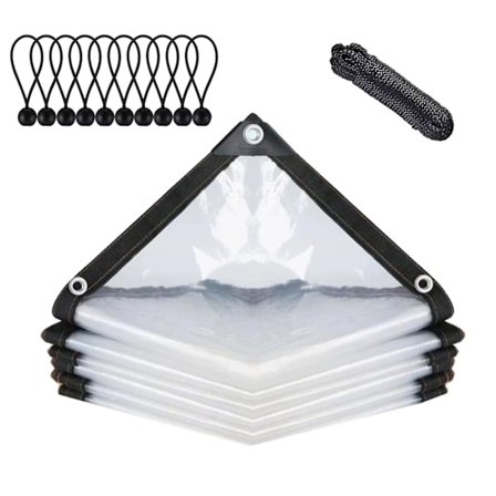 Transparent Vandtæt Presenning med Øjer, Beskyttelsesovertræk til Havemøbler, Udendørs Brug, Regntæt, Planteisolering, med Bindetov, 3x3 m