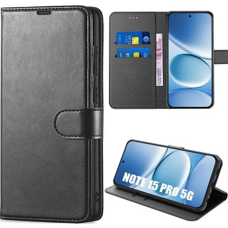 Cover til Xiaomi Redmi Note 15 Pro 5G - Skadesbeskyttelse Anti-Rids Stødabsorberende Syntetisk Læder Sort