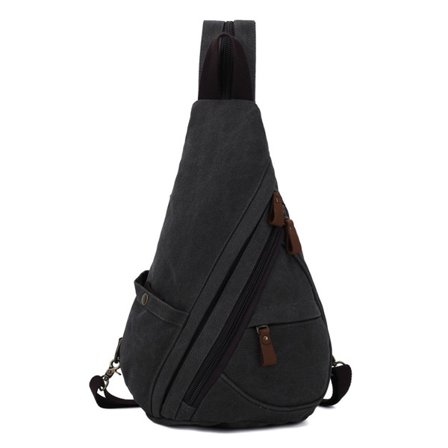 IC Canvas Sling Bag Crossbody Ryggsäck Axelväska Casual svart