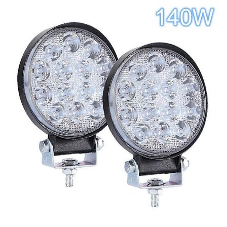 2 kpl Pyöreä 140W LED-lisävalo 6000K Spottivalo Ajovalopolttimo Pyöreä LED-työvalo 14000LM Auto Truct Vene Atv 4x4 Jeep Off