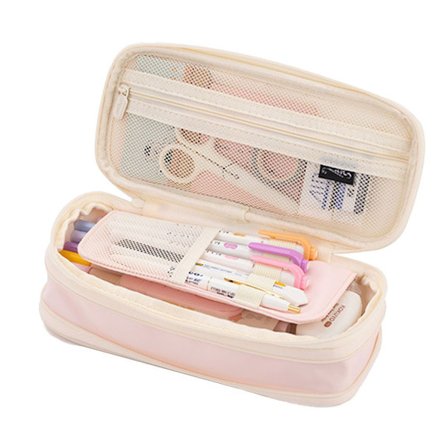 Stor kapacitet blyantsæske til folkeskolen og pink