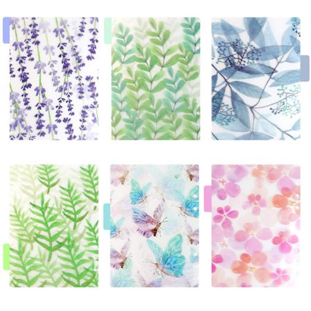 6-pakke A5 plastlomme 6-rings planlegger instrumentpanelinnsatser løsbladperm journal gjennomsiktige permer flikkort