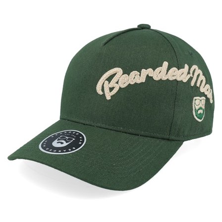 Bearded Man - Side Arch 3d Logo Dark Green A-frame Adjustable Adjustable Green Cap - @ Hatstore