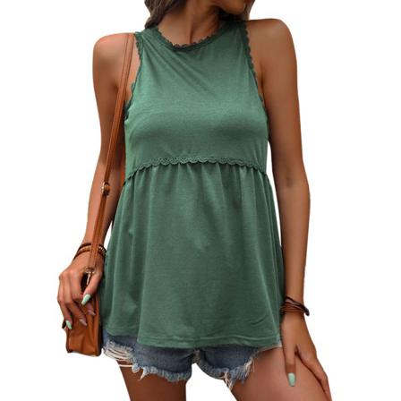 Ärmlösa T-shirts För Kvinnor Med Rund Hals