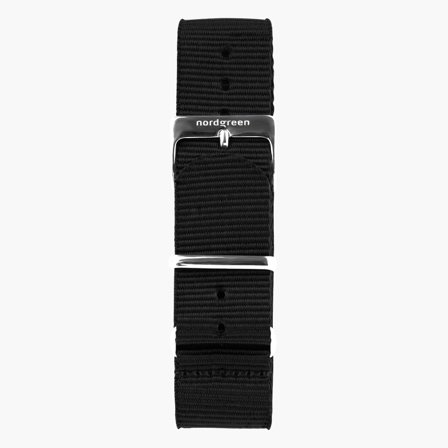 Nato Armband Schwarz - Silber - 32mm