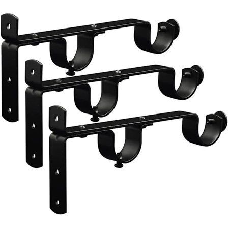 Verhotangon pidike, kaksinkertainen verhotangon pidikkeet, verhotangon laitteistopidikkeet, verhotangon ripustuskoukut, 3 kpl, musta