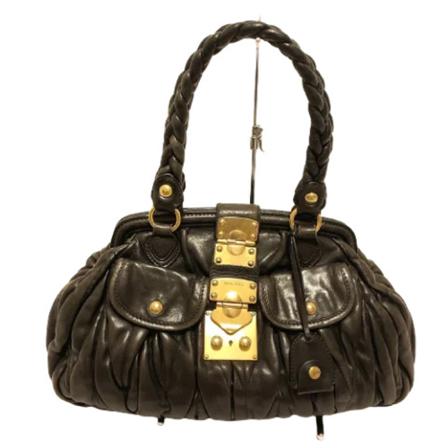 Miu Miu Pre-owned, Pre-owned Leather handbags Zwart, unisex, Maat:ONE Size