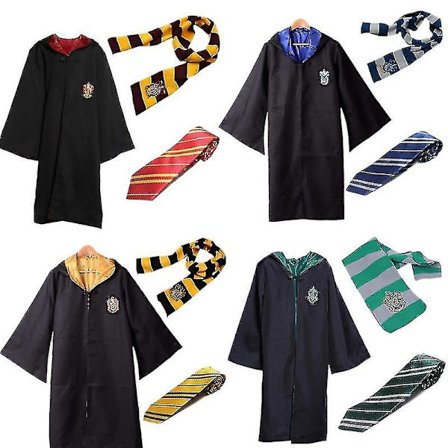 Harry Potter Ravenclaw Slytherin Robe Kappe Slips Kostyme Skjerf -