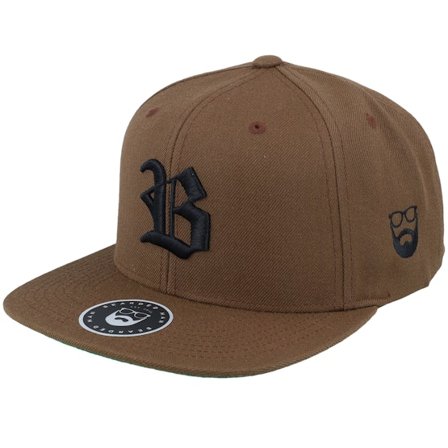 Bearded Man - Brown - snapback - Cap - Old English B Brown Snapback - Hatstore