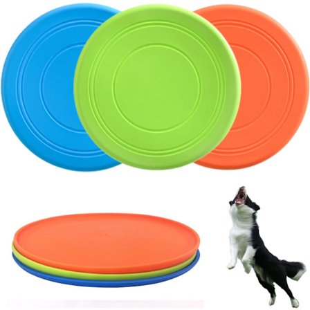 Flygande frisbee för hund, 3-pack hundflygare hund leksak, hund mjukt gummi Intera