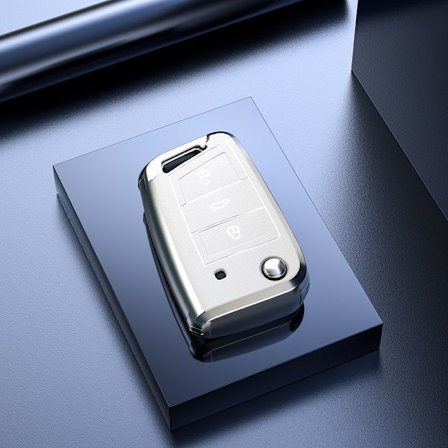 Valkoiset painikkeet avainkuoret, sopivat Volkswagen-avaimille, metalli