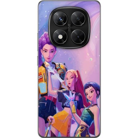 Kompatibelt Mobildeksel til Xiaomi Redmi Note 14 Pro Futuristiske popdamer i neonfarger med magiske detaljer mot en drømmeaktig galaksebakgrunn