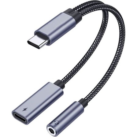 USB C till 3,5 mm hörlursadapter och laddare - 2 hörlurar