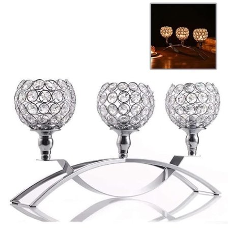 Krystal lysestage, til bryllup, sofabord, fest, Valentinsdagsdekoration - Sølv