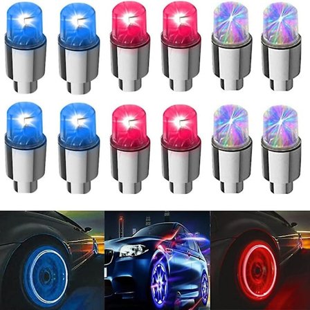 12 st LED Cykelhjul Lampa Däckventilhattar Neonljus För Bil Motorcykel Cykel (mix 3 Färger)