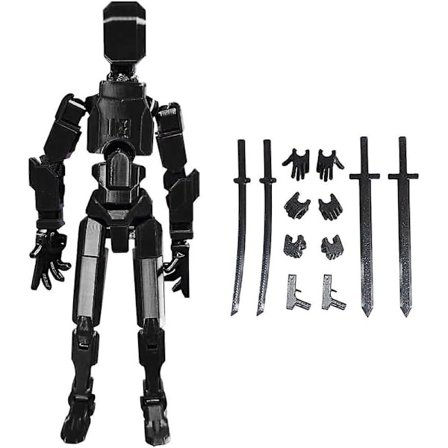T13 Titan Robot Actionfigur leketøy, flerleddet bevegelig 3D-trykt figur Dummy- skrivebordsdekorasjoner, Valentinsgaver til ham (svart) Db