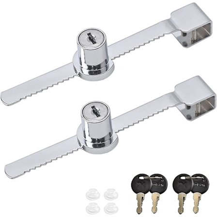 2 stk skyvedørslås med skralle, sikkerhetslås for displaykabinett med nøkkel