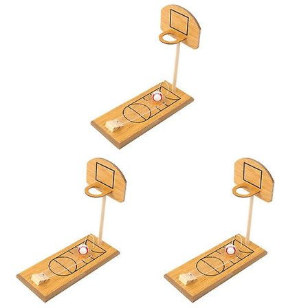 3 st Trä Basketbollspel Mini Skrivbordsskiva Bärbar Set Inomhus Utomhus Kul 3pcs 24X10CM