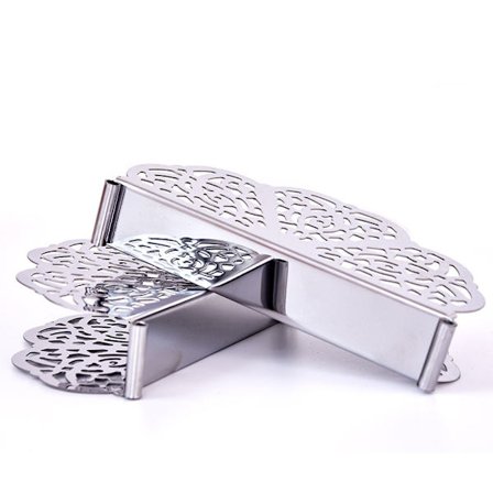 Servetthållare i papper, 2 st servetthållare, servetthållare i rostfritt stål för bord, retro - kammussla, för bänkskiva, matbord, matsal (silver)