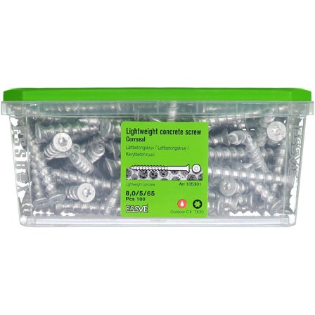 ESSVE CorrSeal TX30 Lättbetongskruv 8,0x65mm, 100-pack, Infästning