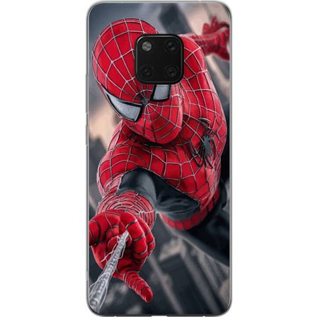 Yhteensopiva Puhelinkuori Huawei Huawei Mate 20 Pro Dynaaminen Spider-Man-kuvaus toimintanäkökulmasta, supervoimien teema liikkeen energialla ja elo