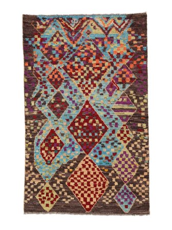 Handgeknüpft Berber Colourful Teppich 83X133 Dunkelrot/Schwarz