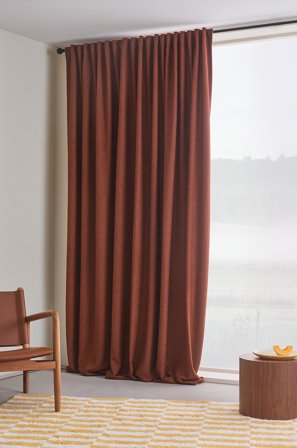 Jotex - Bouclégardin 1-lengde Ekstra Bred Rustrød - SANDY - Kjøp Multifunksjonsgardiner hos Jotex