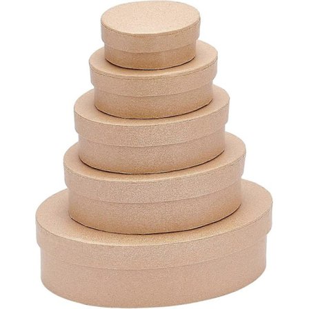 5 Assorterade Pappmaché Ovalformade Ask, Nestas och Staplas, Papper för Hantverk, Godis, Choklad, Keks, Oval Form, Presentask för Thanksgiving, Alla 