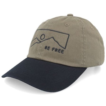 Wild Spirit - Grön unconstructed Keps - Mountains Be Free Washed Olive/Black Dad Cap @ Hatstore