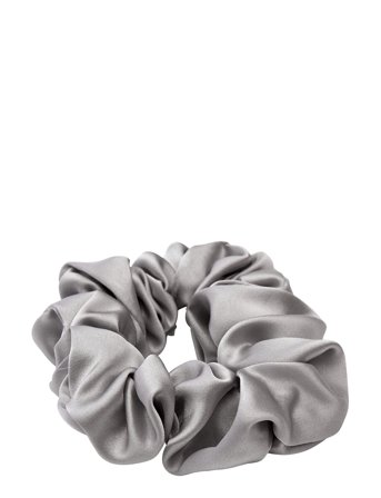 Lenoites Mulberry Silk Scrunchie - Grey - ONE SIZE