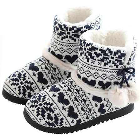 Svart Høy Tøffel Kvinner Vinter Tøfler Innendørs Varm Plysj Linin