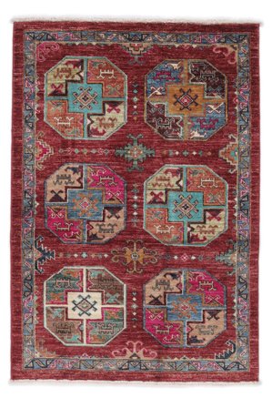 Shabargan Vloerkleed 93X122 Donkerrood/Zwart Wol, Afghanistan