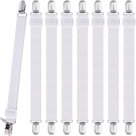 stk. sengetøjsclips, justerbare sengetøjsgribere, højelastiske lagner med spænder, lagenfastgørere maks. stræk 120 cm, lagenholder